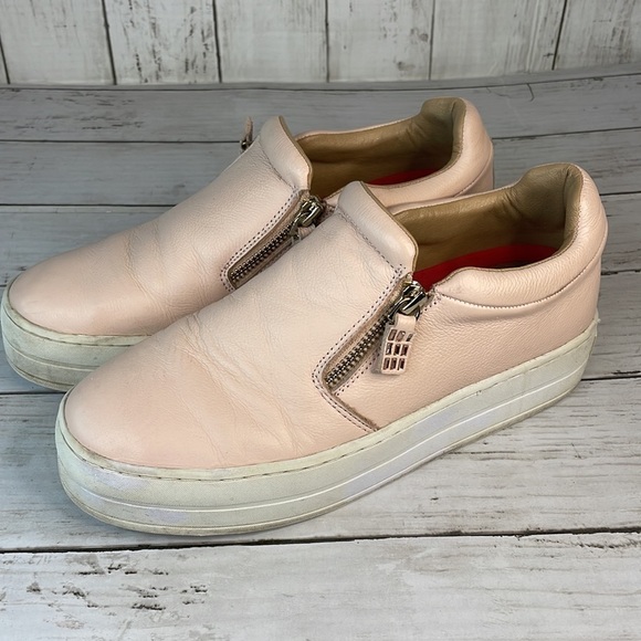 Blush Pink Leather Skechers Street Uplift-Double Zipper Platform SlipOn - Picture 3 of 15